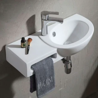 Servant med Handdukshängare Oval <strong>Rhea</strong>  Hvit Blank 63 cm
