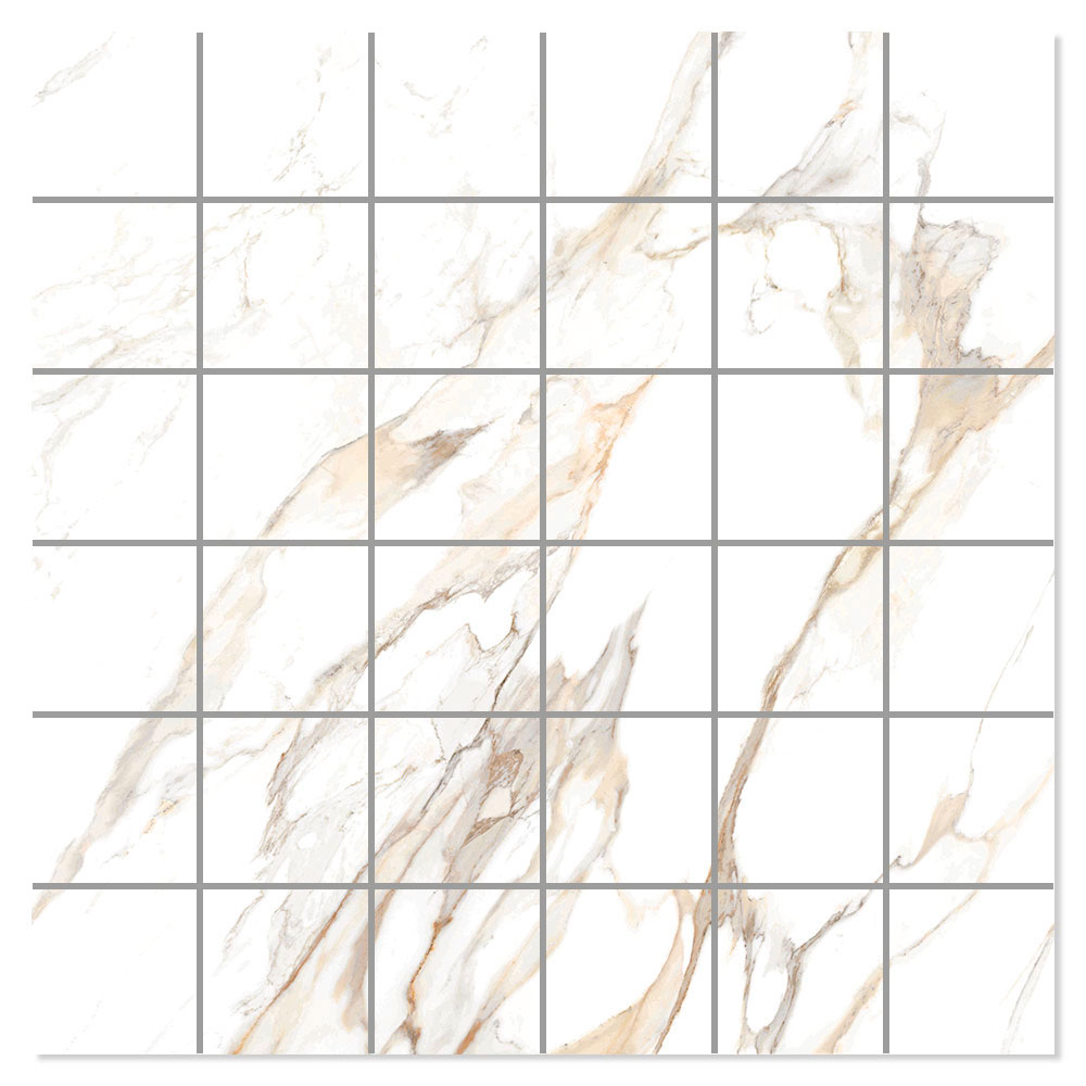 Marmor Mosaikkflis Dombate Hvit Polert 30x30 (5x5) cm
