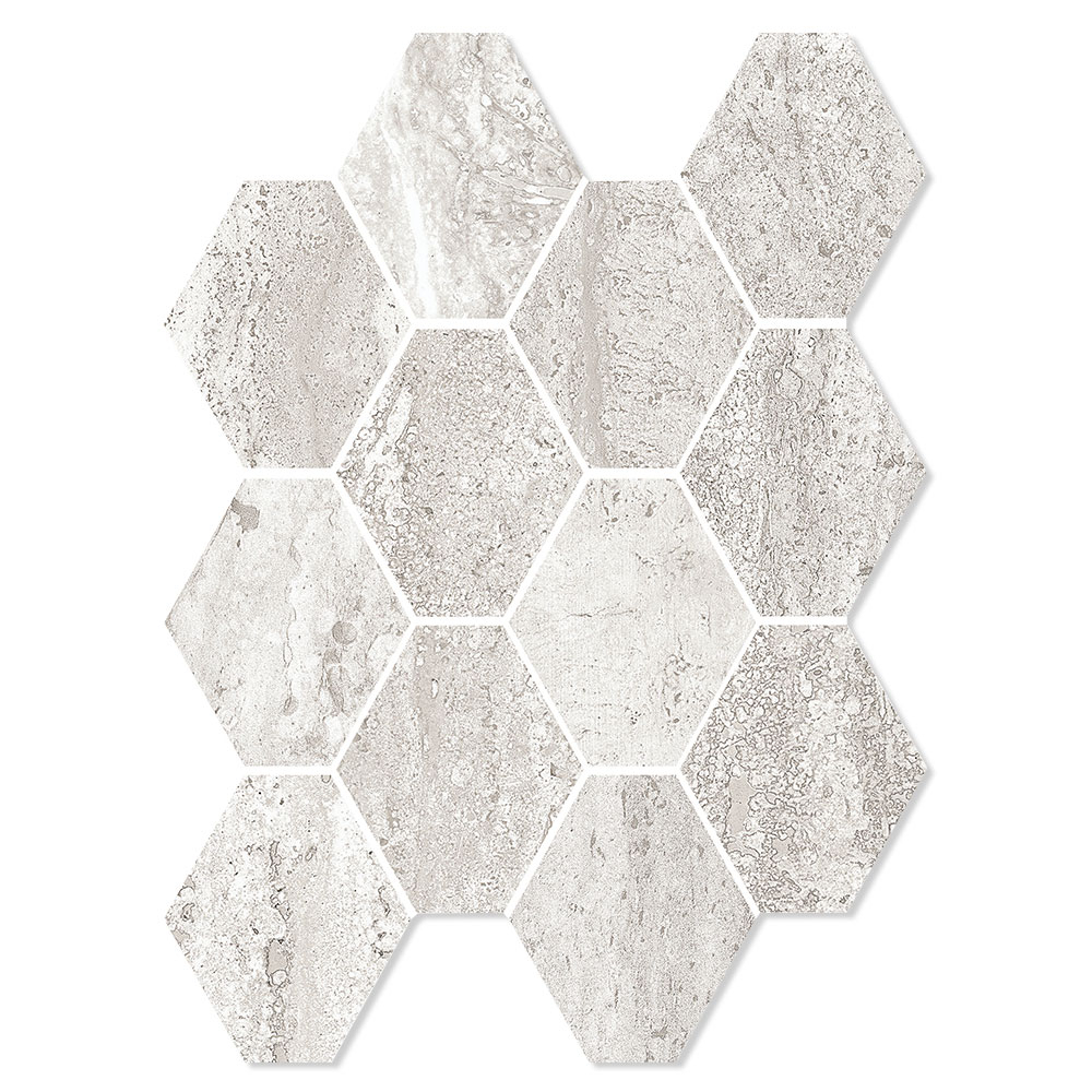 Unicomstarker Sekskant Mosaikk Gulvflis Tibur Stone Selce Matt 25x34 (9.7x11.2) cm