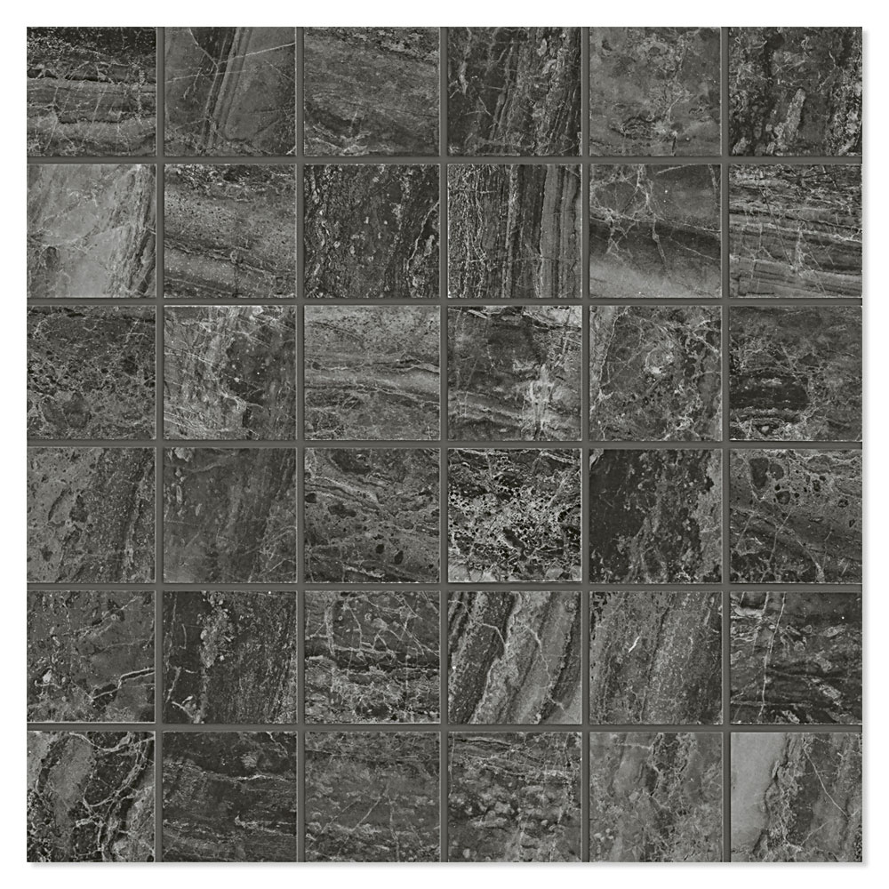 Unicomstarker Marmor Mosaikkflis Black Polert 30x30 (5x5) cm