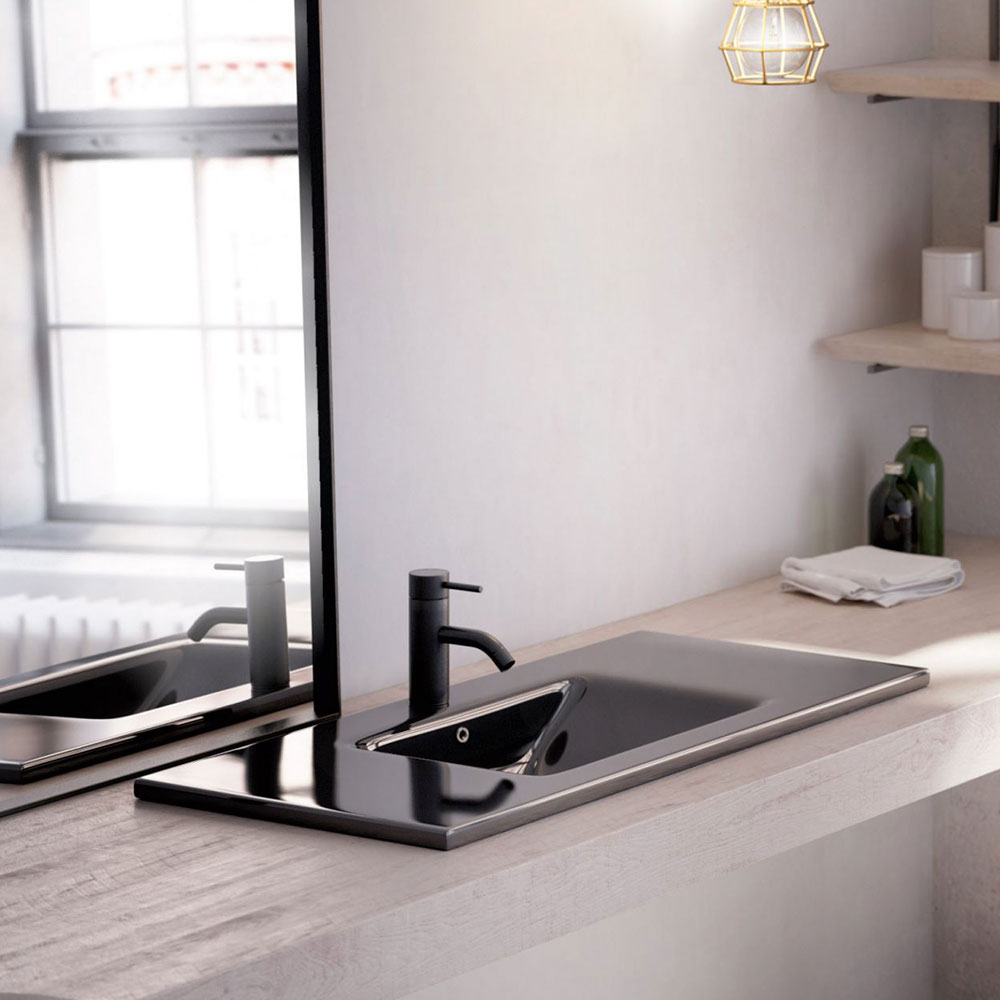 Bathco Servant Rectangular Montevideo Svart Blank 101 cm