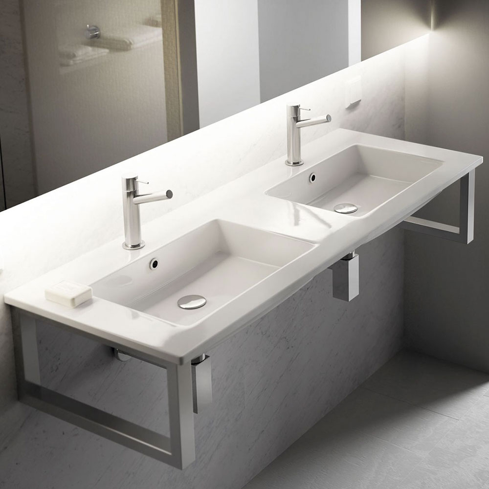 Bathco Dobbelt Servant Rectangular Liebana Hvit Blank 121 cm