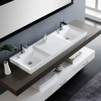 Bathco Dobbelt Servant <strong>Resin</strong>  Duet Hvit Blank 120 cm