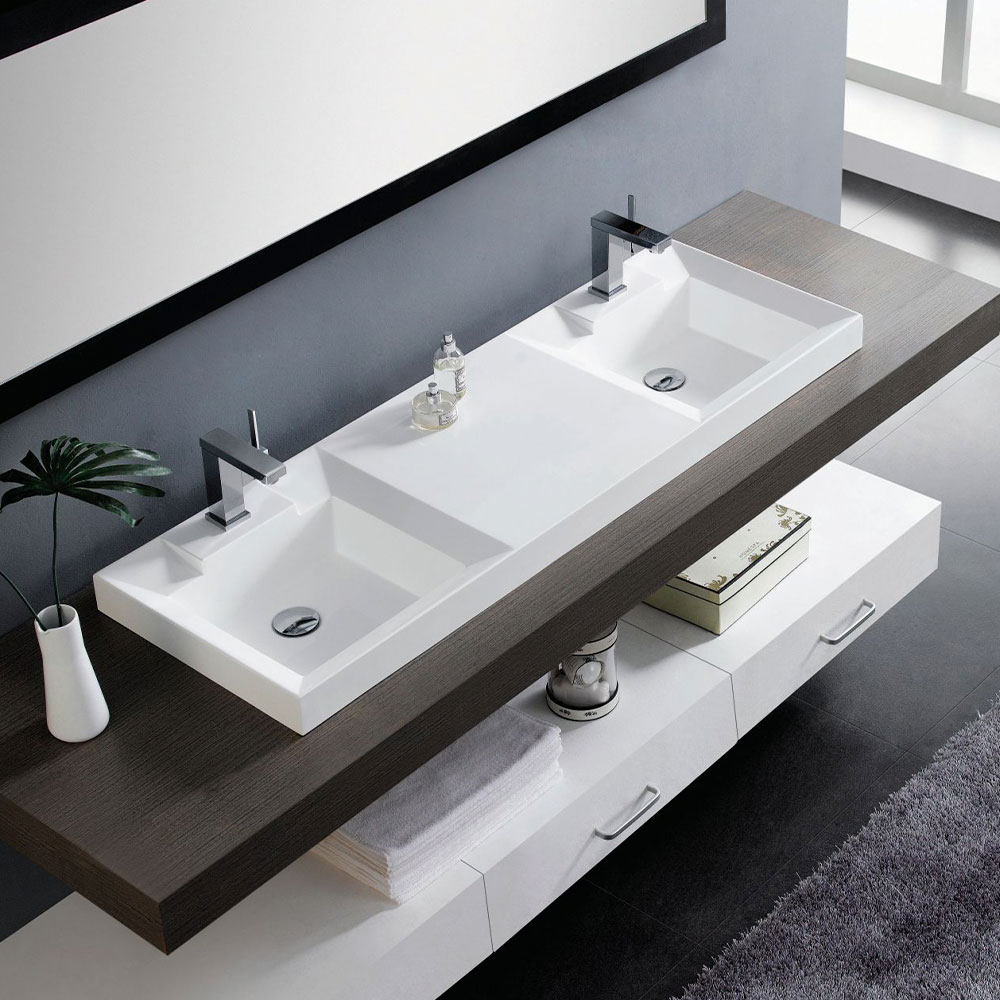 Bathco Dobbelt Servant Resin Duet Hvit Blank 120 cm