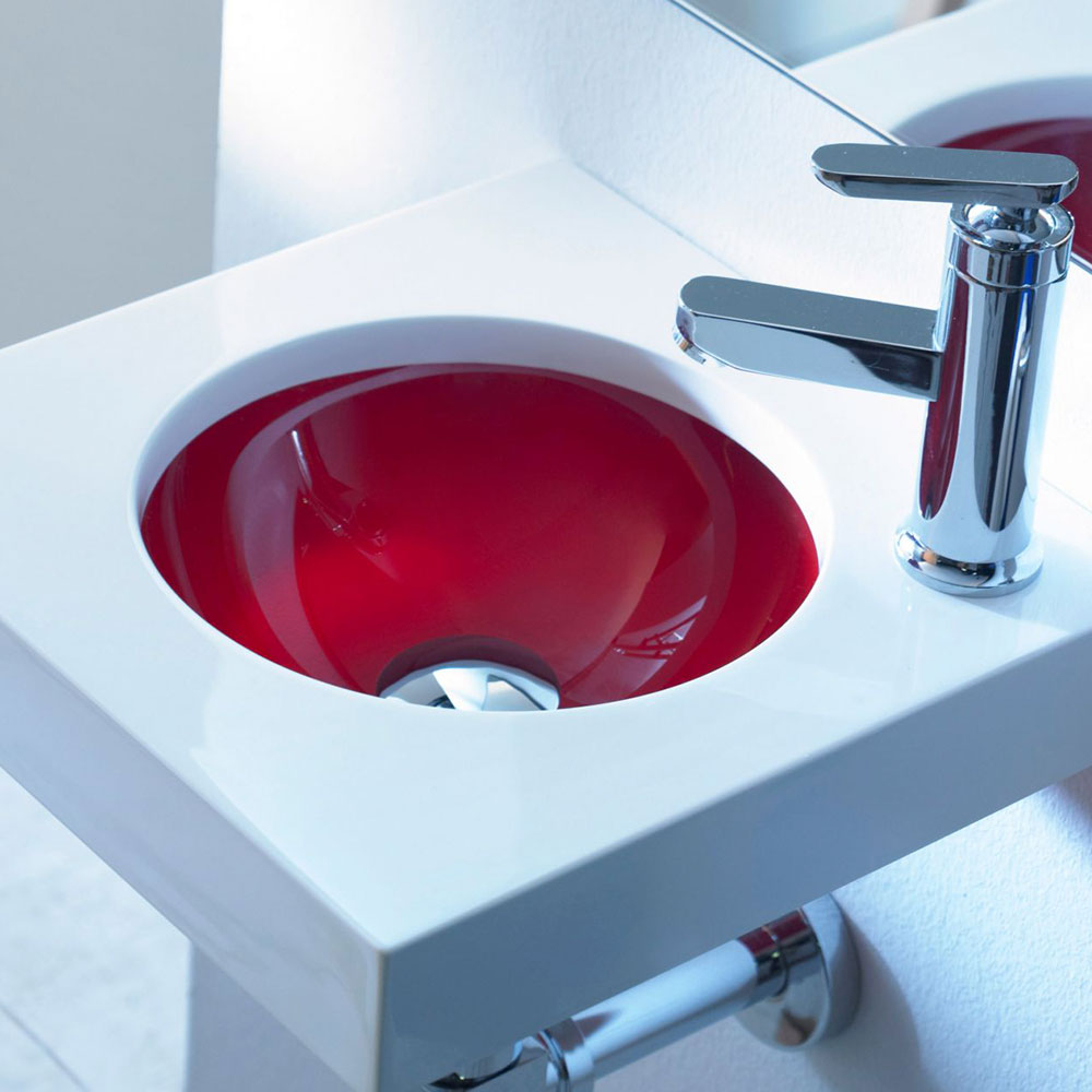 Bathco Servant Resin Une 01 Hvit, Röd Blank 35 cm