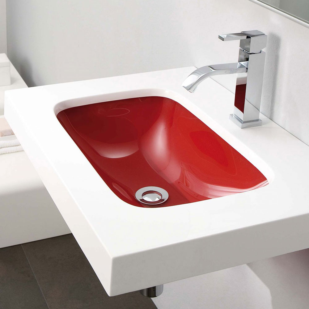 Bathco Servant Resin Une Hvit, Röd Blank 60 cm