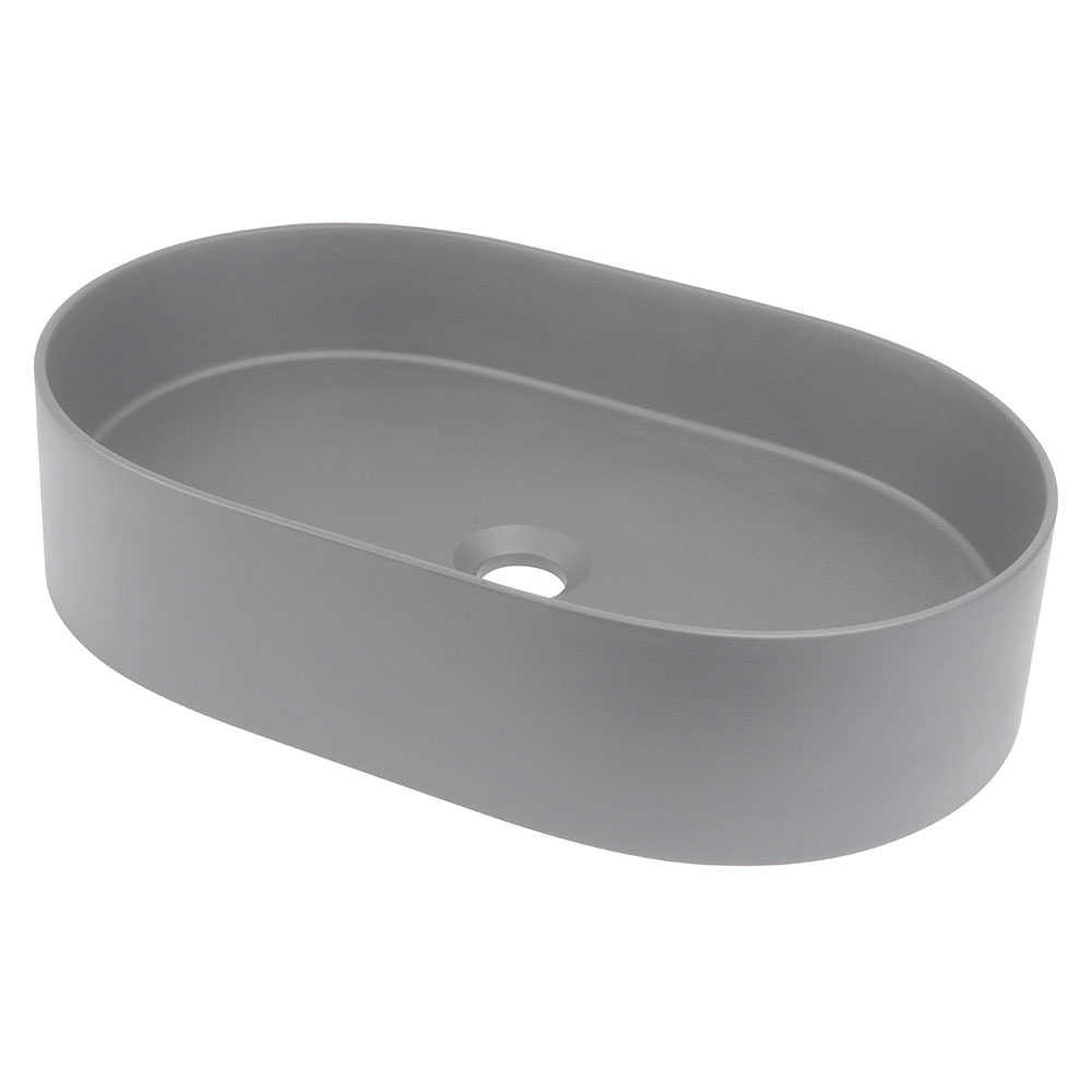 Servant Oval Silia Grå Metallic Matt 55x35 cm