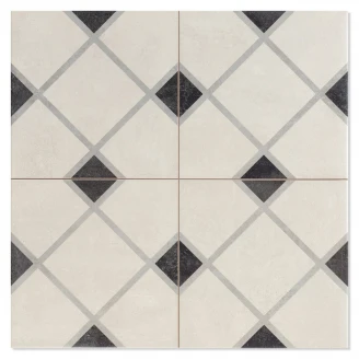Gulvflis <strong>Surge</strong>  Hvit-Svart Matt 44x44 cm