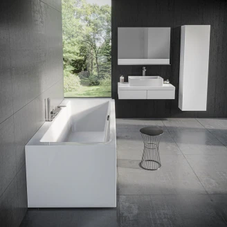 Ravak Badekar Formy 01 Slim Hvit 170x75 cm med Fotstøtte & Badekaravløp med Overløp (Uten Panel)