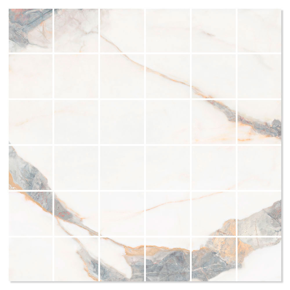 Mosaikkflis Luminus Marmor Hvit Polert 30x30 (5x5) cm