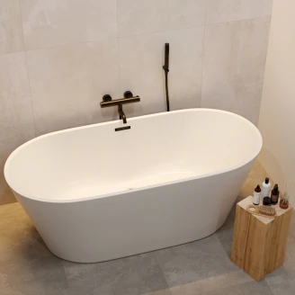 Badekar Luna Hvit Matt 170x75 cm med Svart Overløp