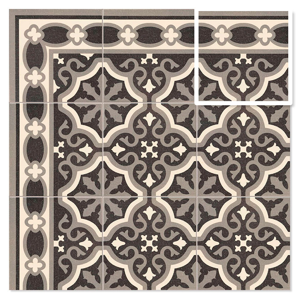 Mainzu Gulvflis Florentine Cenefa Black Matt 20x20 cm