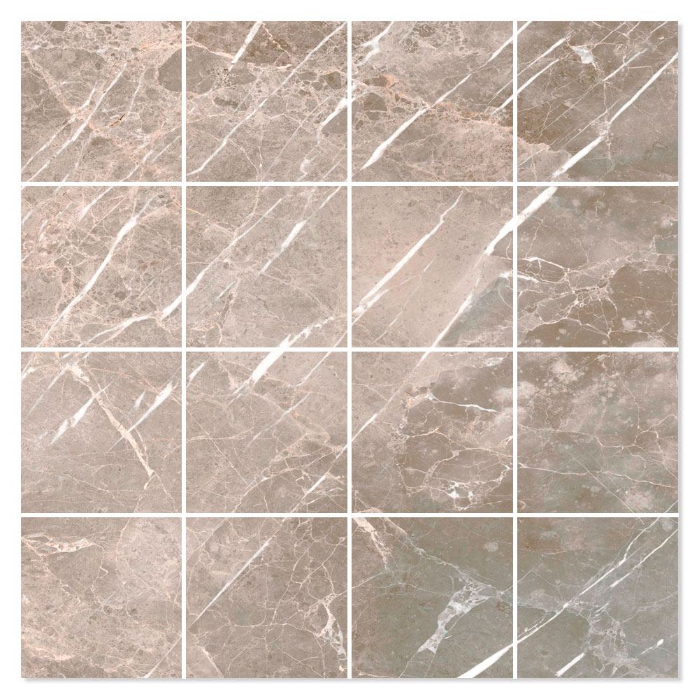 Marmor Mosaikkflis Soapstone Premium Brun Polert 30x30 (7x7) cm