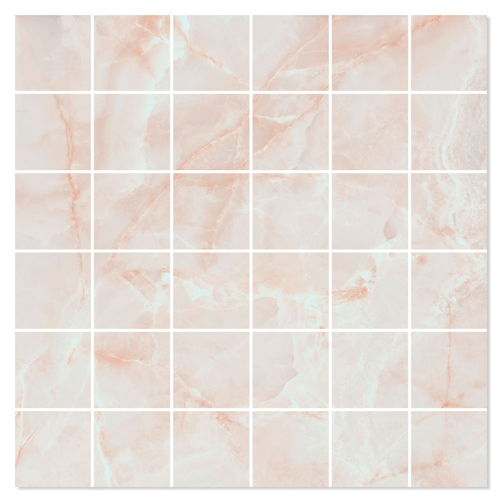 Marmor Mosaikkflis Lux Cirrus Rosa Polert 30x30 (5x5) cm
