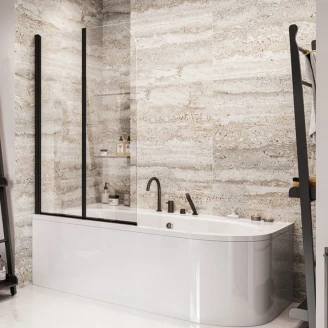 Badekarvegg <strong>Supremo</strong>  Svart 4 mm 90x140 cm
