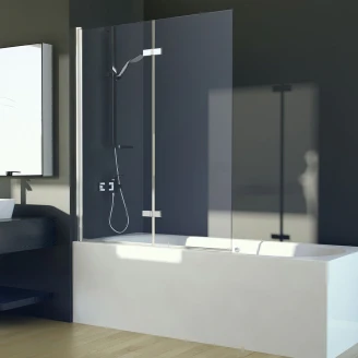 Badekarvegg <strong>Solux</strong>  Krom 6 mm 100x145 cm