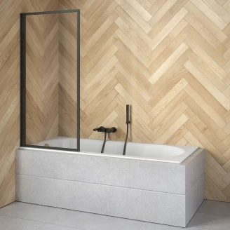 Badekarvegg <strong>Corso</strong>  Svart 4 mm 100x140 cm