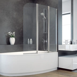 Badekarvegg <strong>Minotte</strong>  Krom 4 mm 123.5x139 cm