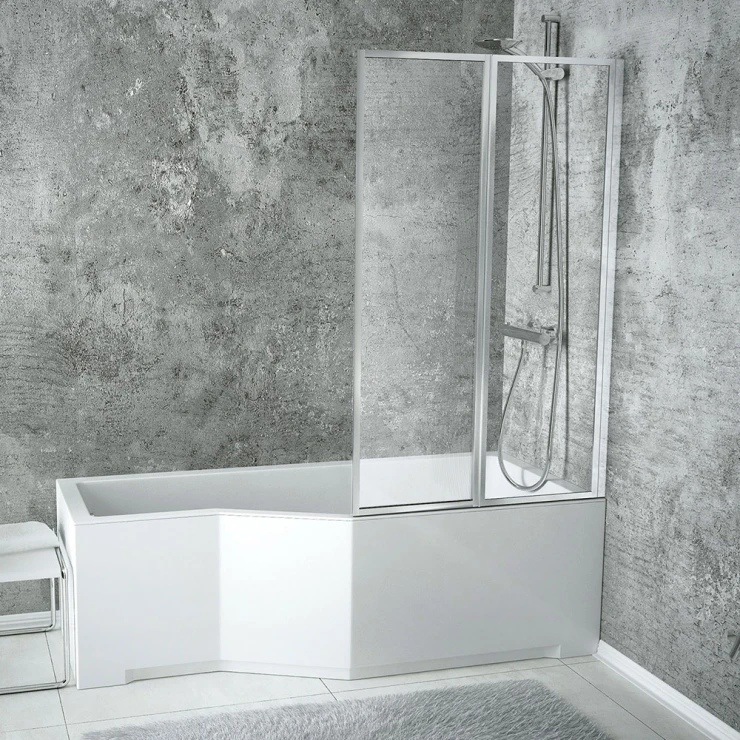 Badekarvegg Minotte Premium Krom 4 mm 80.5x140 cm