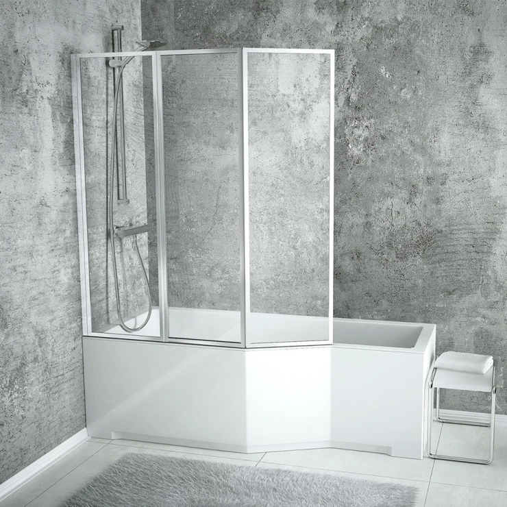Badekarvegg Minotte Premium Krom 4 mm 130x140 cm