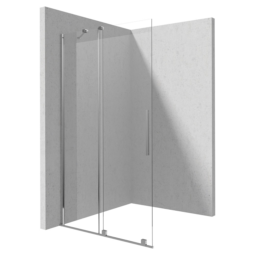 Dusjvegg Prizma Krom Blank 6 mm 100x195 cm Skyvedør