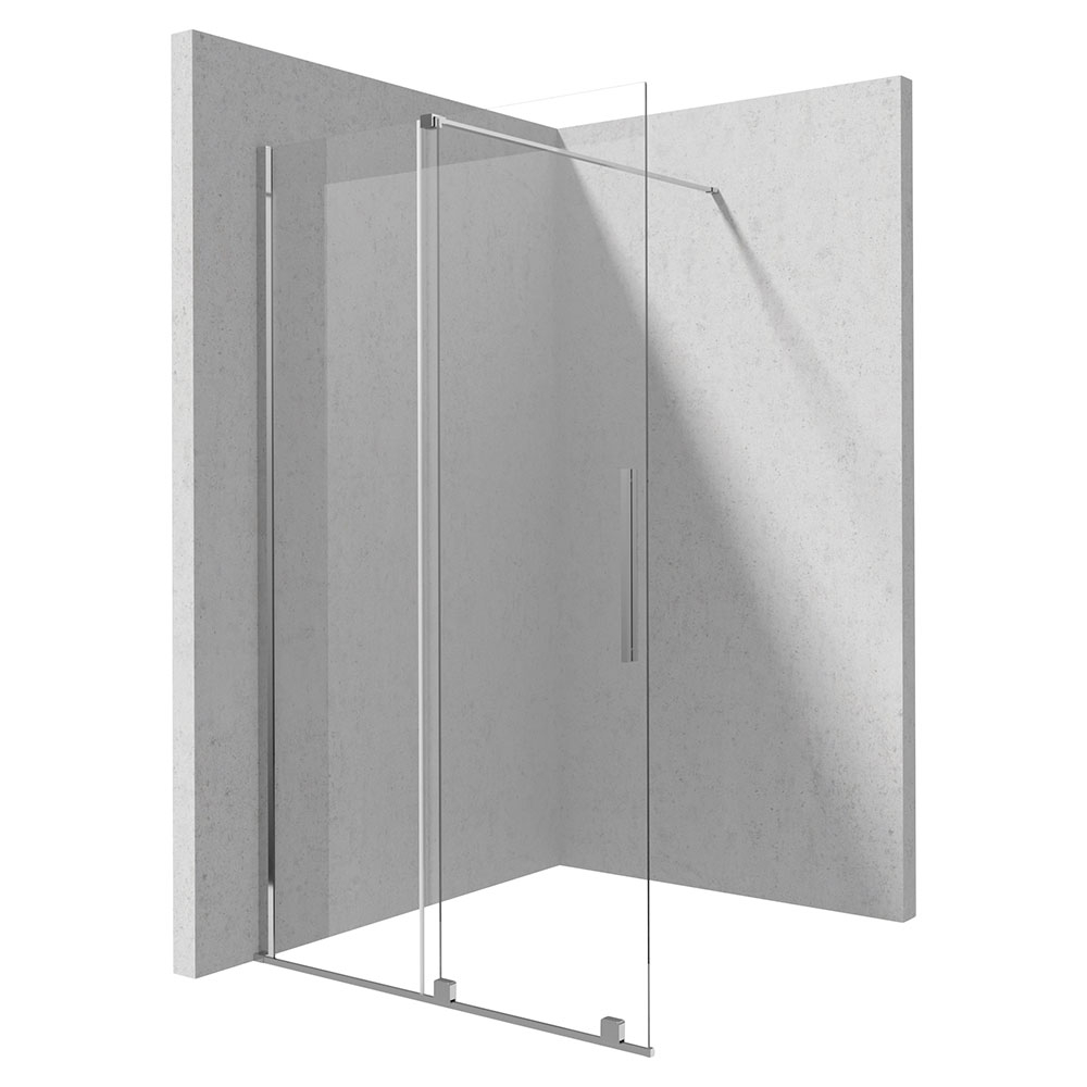 Dusjvegg Prizma Krom Blank 6 mm 120x195 cm Skyvedør