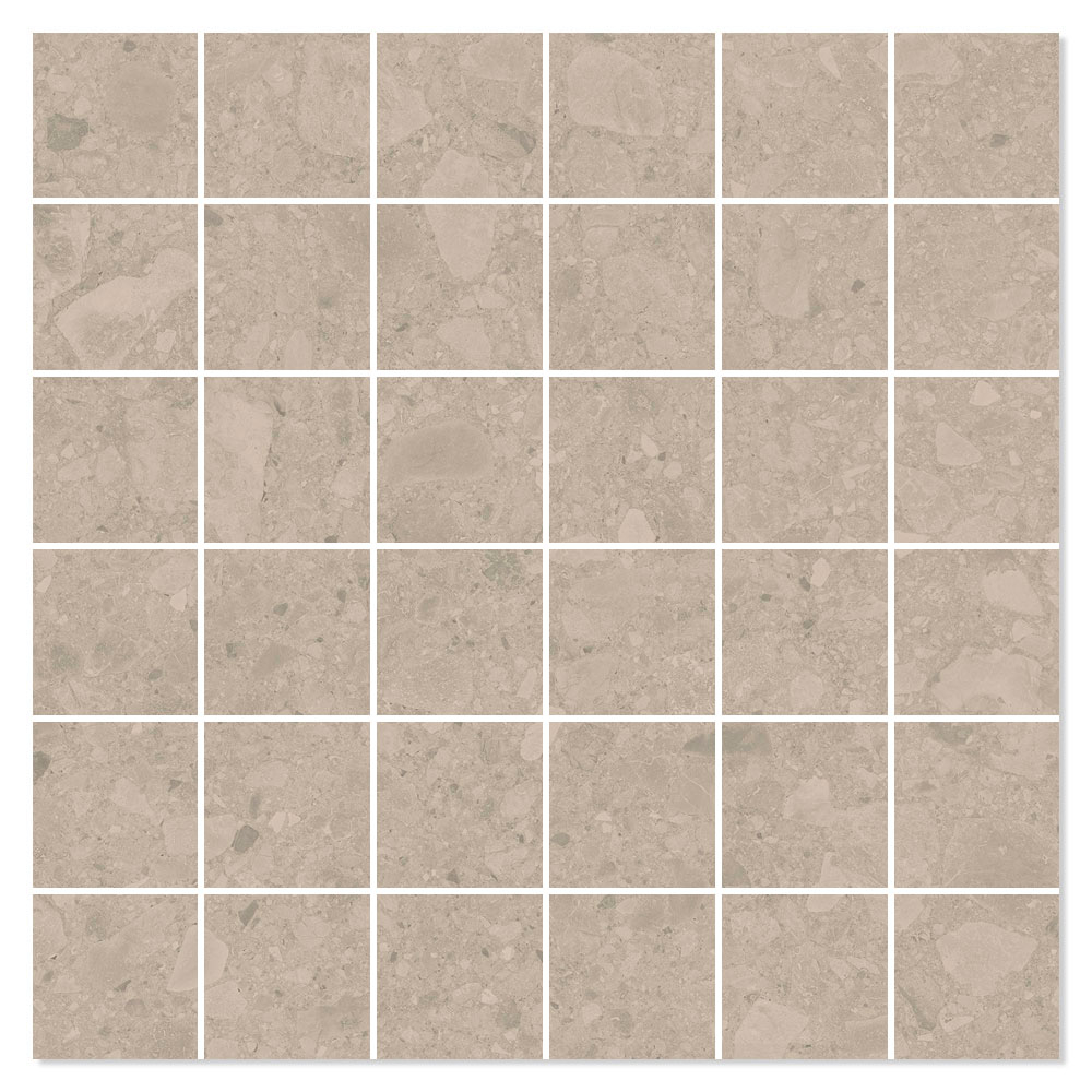 Mosaikkflis Ceppo di gre Beige Matt 30x30 (5x5) cm
