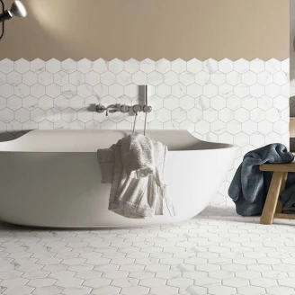Marmor Gulvflis Hex Nouveau Hvit Matt 27x51 cm