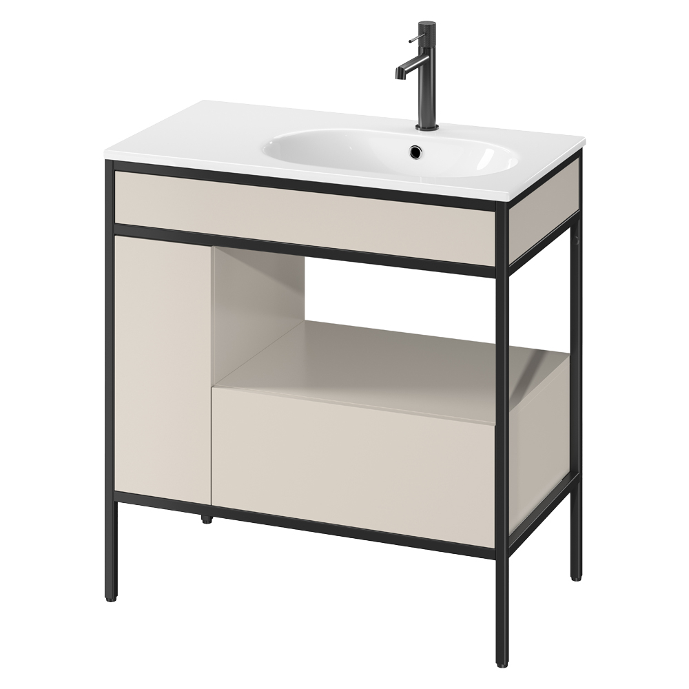 Servantskap Balans 80 cm med Beige Lådor & Skap