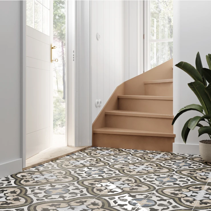 Marokkansk Gulvflis Alhambra Plomb Flerfarget Matt 25x25 cm