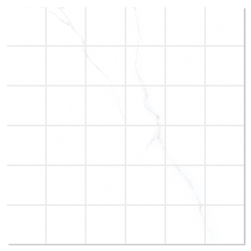 Marmor Mosaikkflis Nordiva Vit-Silver Polert 30x30 (5x5) cm