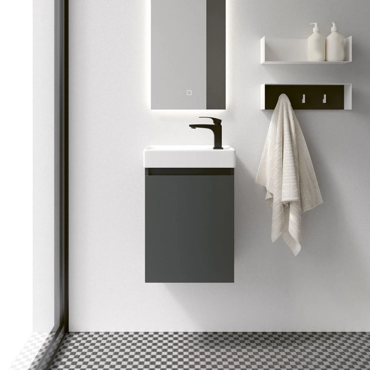 Servantskap Milli Graphite 40 cm Høyre med Servant Hvit Blank