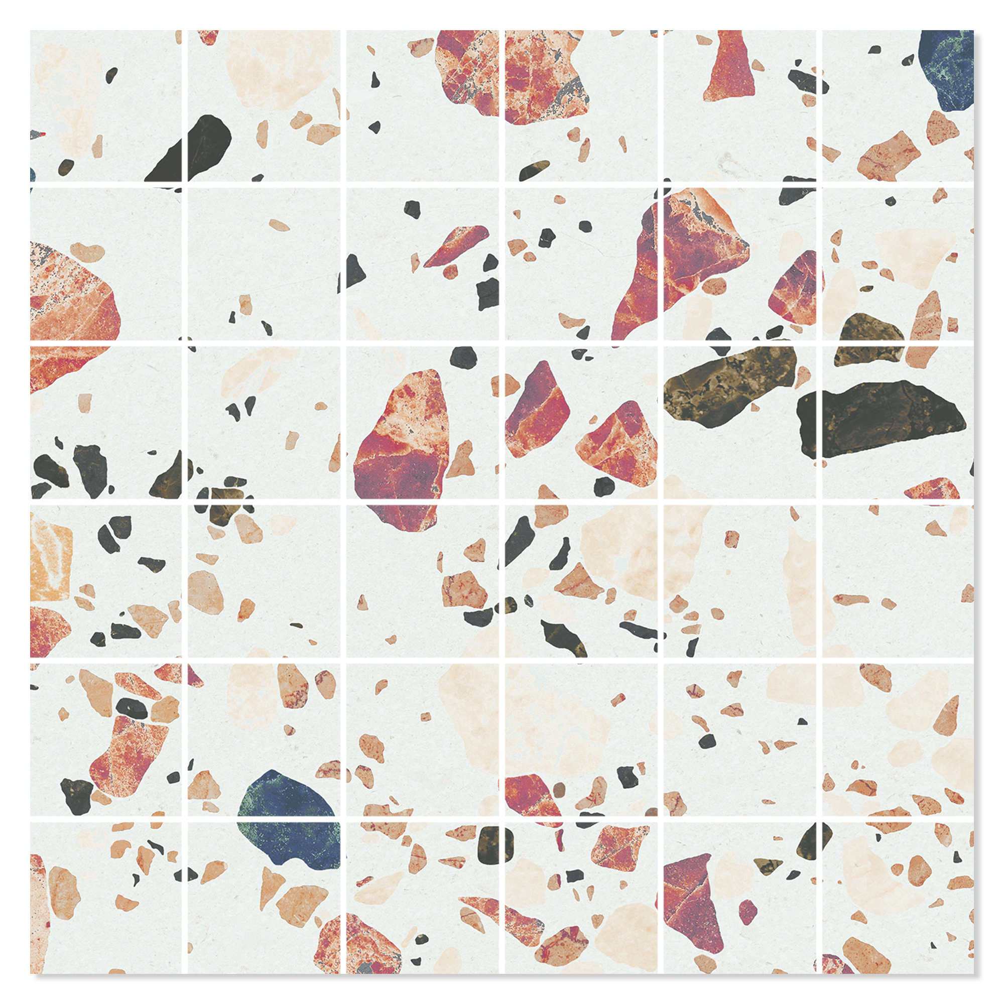 Mosaikkflis Stenhav Flerfarget Matt 30x30 (5x5) cm