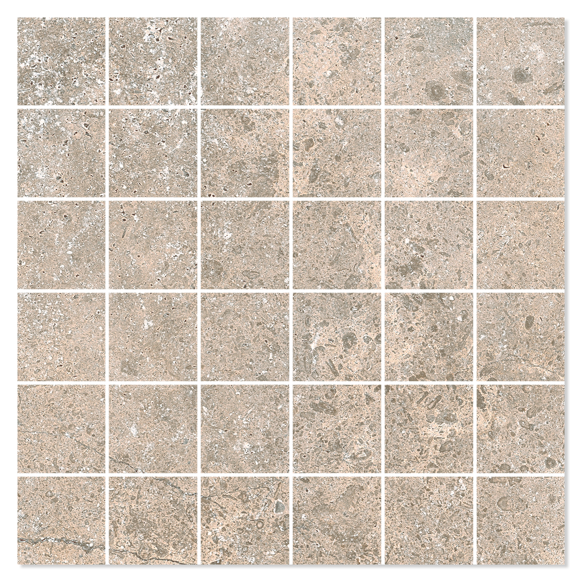 Mosaikkflis Fjordsten Gråbeige Matt 30x30 (5x5) cm