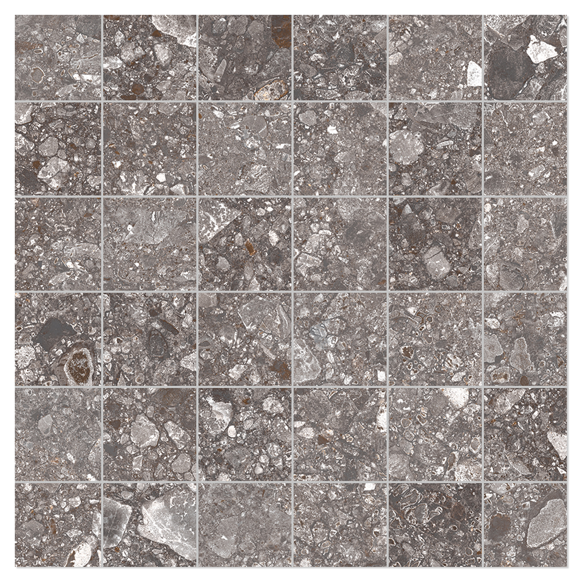 Unicomstarker Marmor Mosaikkflis Antracite Matt 30x30 (5x5) cm