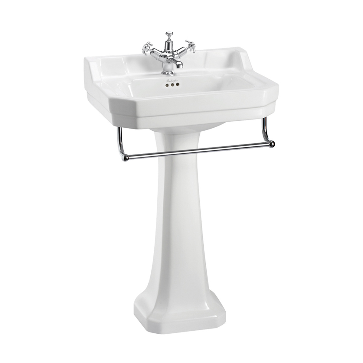Burlington Servant Edwardian 56 cm Hvit med Piedestal Hvit & Håndklestativ