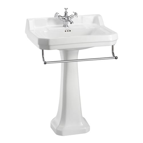 Burlington Servant Edwardian 61 cm Hvit med Piedestal Hvit & Håndkleholder