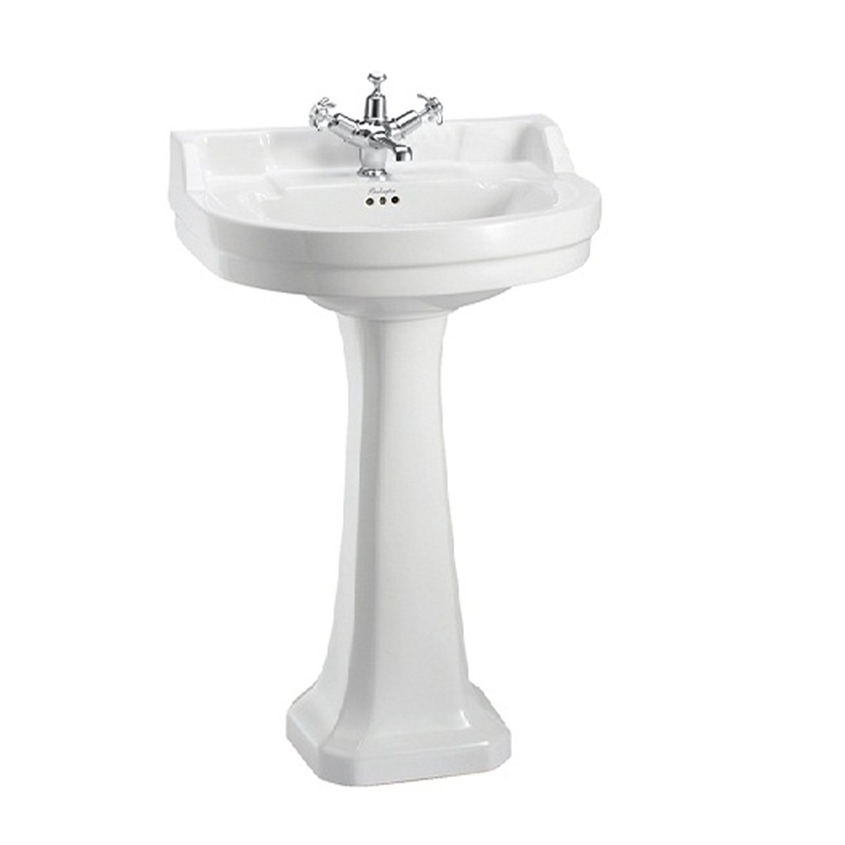 Burlington Servant Edwardian Rund 56 cm Hvit med Piedestal Hvit