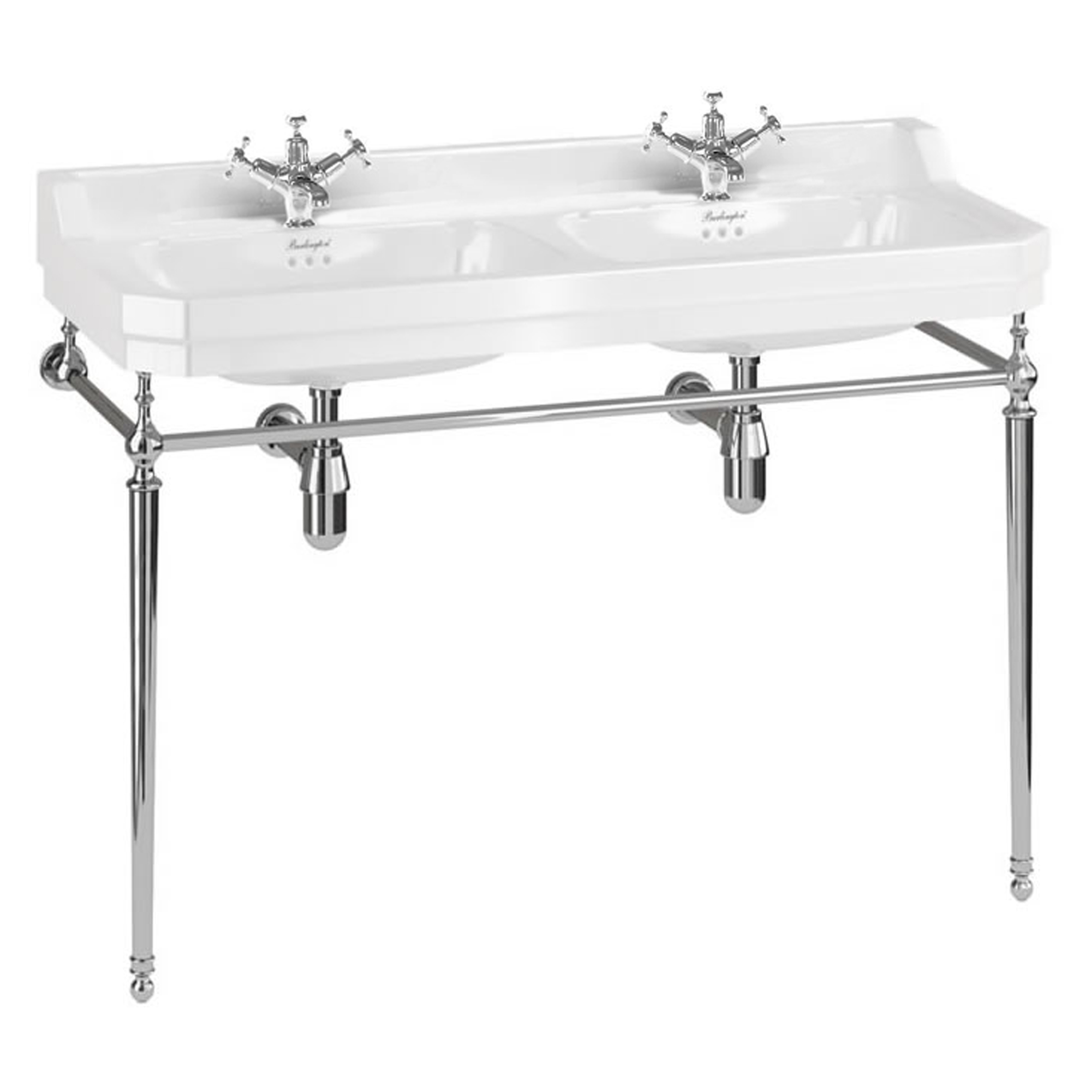 Burlington Dubbel Servant Edwardian 120 cm Hvit Blank med Kromstativ