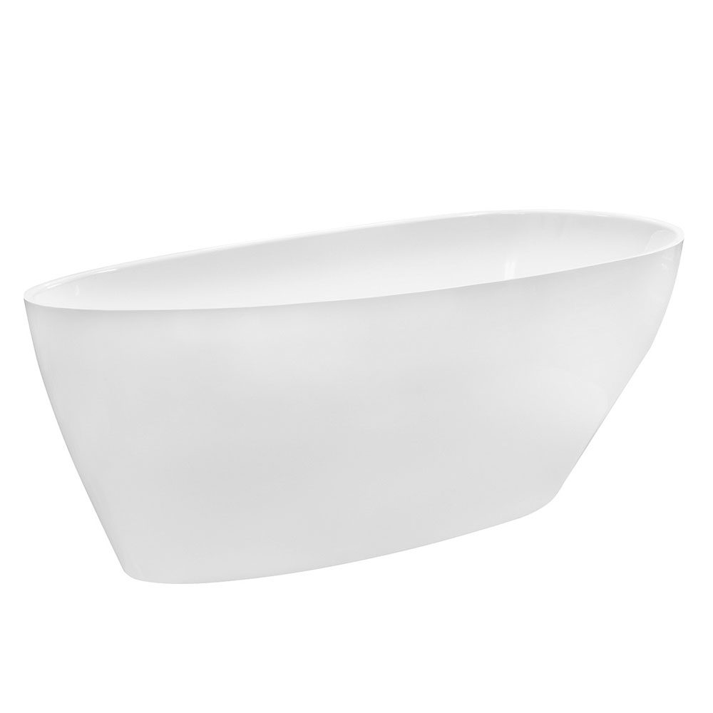 Håndlaget Mineral DuraBe Mineralstøpt Badekar Verona Hvit Blank 170x72 cm med Svart Matt Pop-up Bunnventil