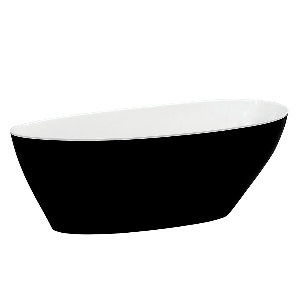 Håndlaget Mineral DuraBe Mineralstøpt Badekar Verona Svart Matt 160x70 cm med Svart Matt Pop-up Bunnventil