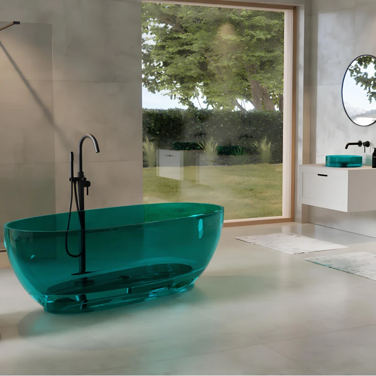 Badekar Brillant Grønn Blank 170 cm med Krom Pop-up Bunnventil