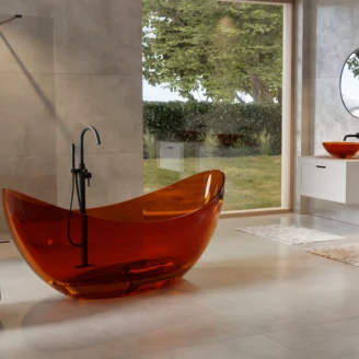 Badekar <strong>Brillant</strong>  Oransje Blank 180 cm med Krom Pop-up Bunnventil