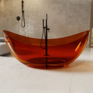 Badekar <strong>Brillant</strong>  Oransje Blank 180 cm med Svart Matt Pop-up Bunnventil