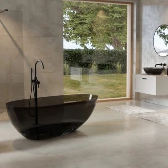 Badekar <strong>Brillant</strong>  Svart Blank 160 cm med Krom Pop-up Bunnventil