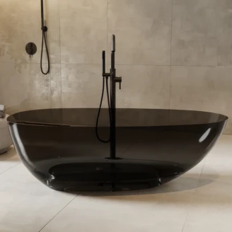 Badekar <strong>Brillant</strong>  Svart Blank 160 cm med Svart Matt Pop-up Bunnventil