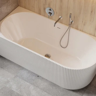Hjørnebadekar <strong>Lisse</strong>  Hvit Blank 170 cm Venstre med Krom Pop-up Bunnventil