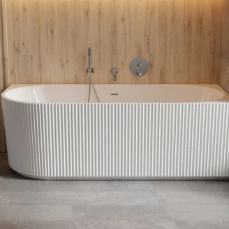 Hjørnebadekar <strong>Lisse</strong>  Hvit Blank 150 cm Høyre med Svart Matt Pop-up Bunnventil
