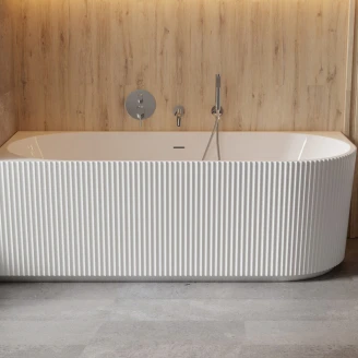 Hjørnebadekar <strong>Lisse</strong>  Hvit Blank 150 cm Venstre med Svart Matt Pop-up Bunnventil