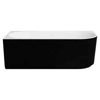 Hjørnebadekar <strong>Lisse</strong>  Sort Mat 170 cm Venstre med Krom Pop-up Bundventil
